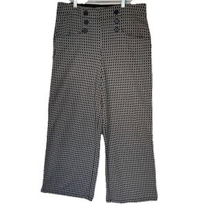 Max Studio London Trousers High Waisted Wide Leg Black White 6 Button Size XL